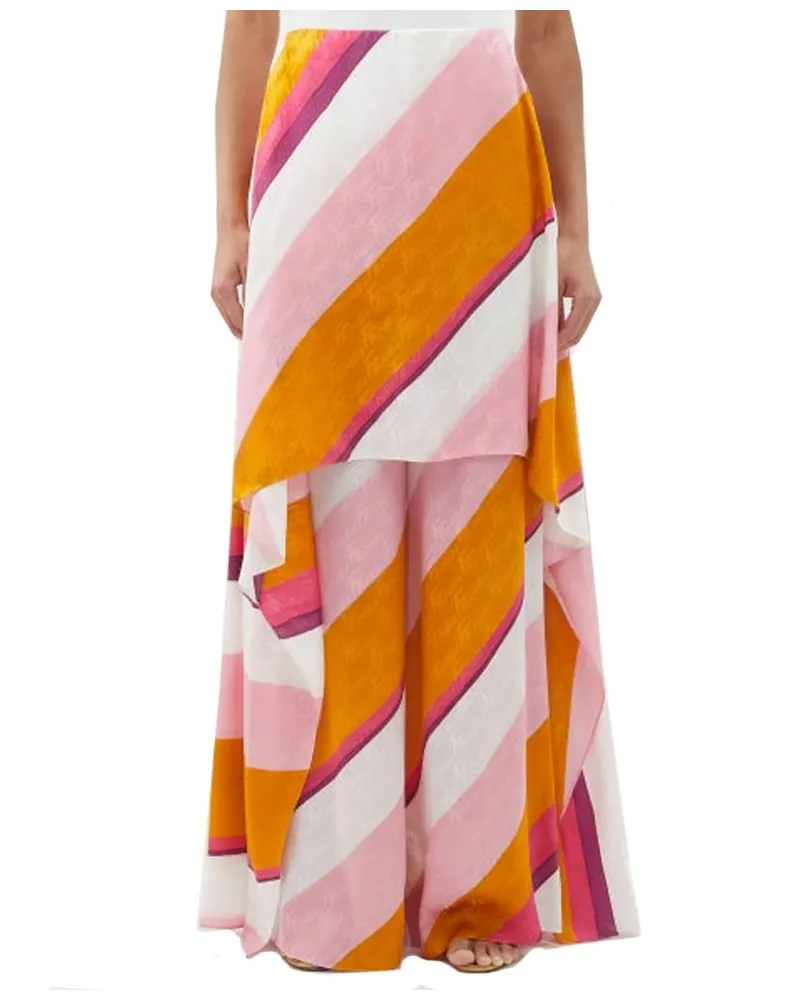 Fendi Women's Multicolor Silk Pants Pink
