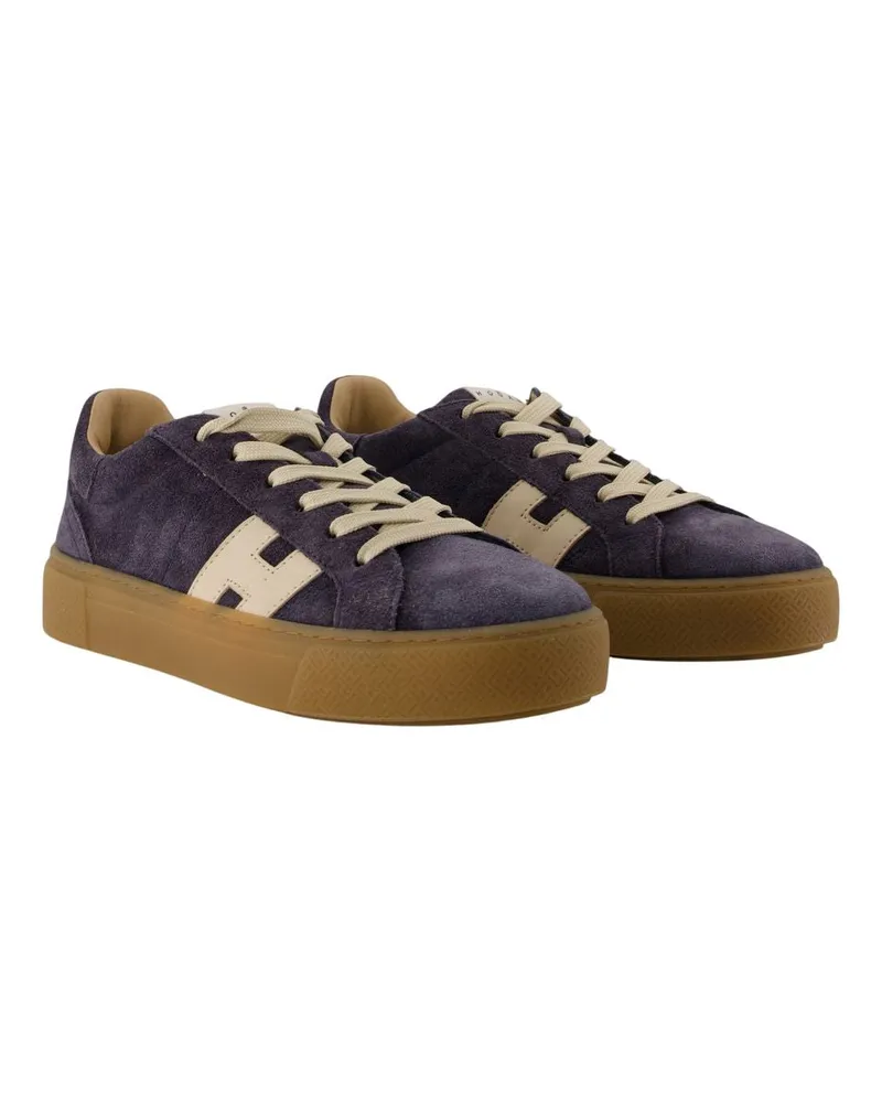 Hogan Men's H705 Allacciato H Sneakers -  Leather Blue Calfskin Shoes Blue