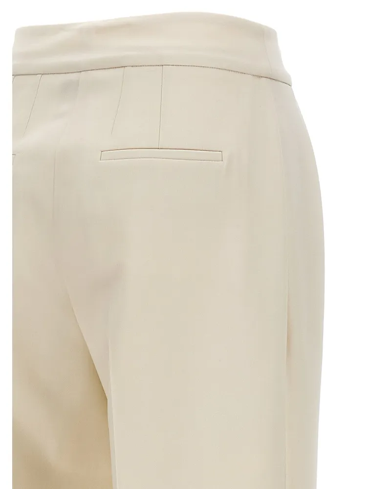 Kiton Virgin Wool Wide-Leg Trousers — White White