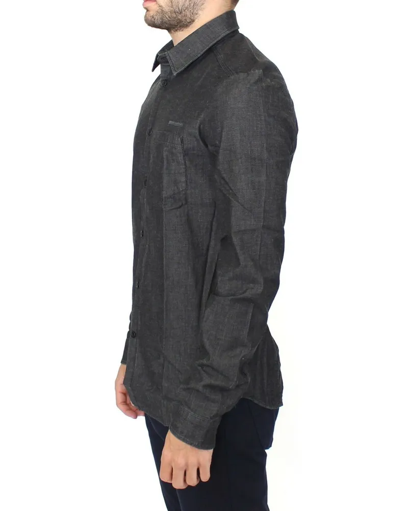 Ermanno Scervino Men's Denim Jeans Cotton Casual Gray Stretch Shirt Gray