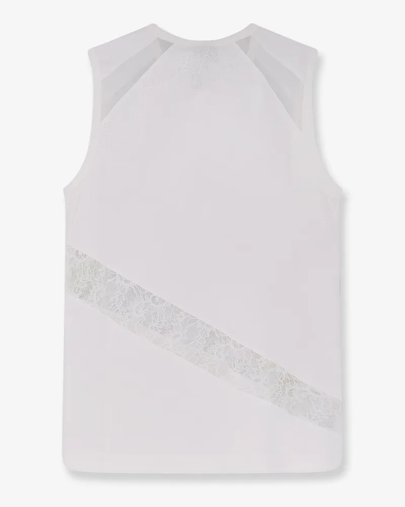 Pinko Women's Cotton Tank Top With Lace Inserts White T-Shirts & Jerseys White