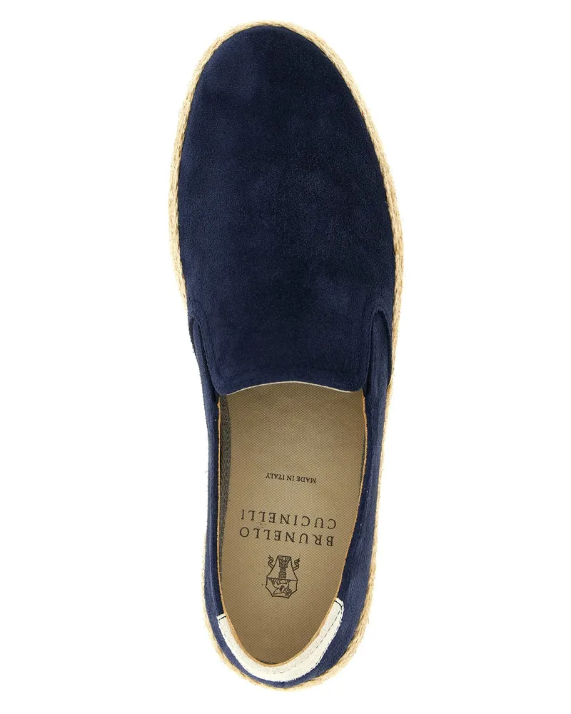 Brunello Cucinelli Men's Blue Calfskin Espadrilles Shoe Blue