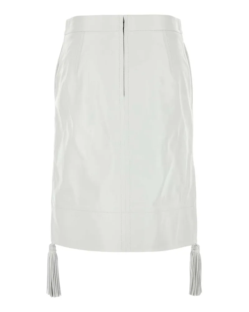 Bottega Veneta Women's White Leather Skirt Chalk Exterior: Lamb Gonne White
