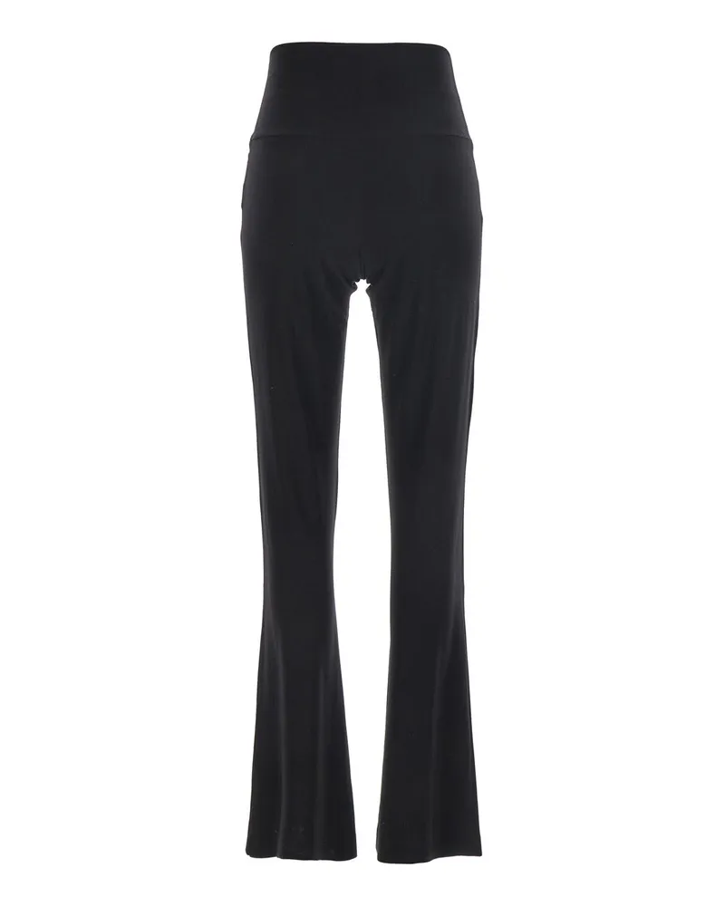 Norma Kamali Women Boot Pants Black Tech Fabric Polyester Trousers Black