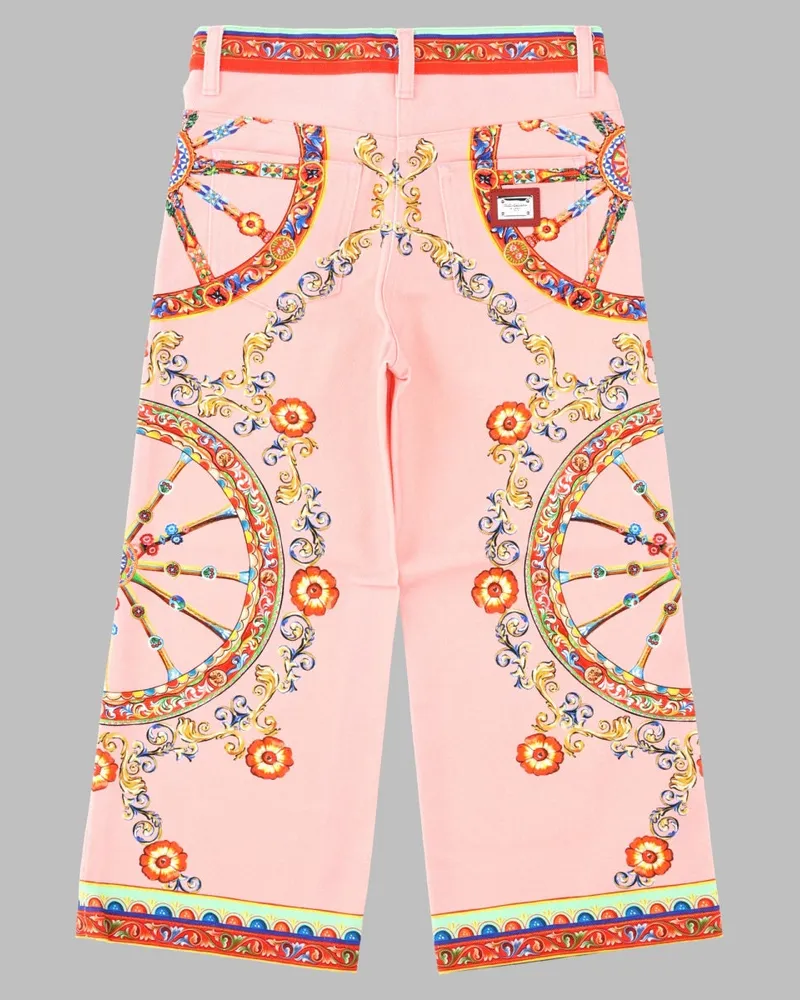 Dolce & Gabbana Printed Cotton Trousers — Pink Pink