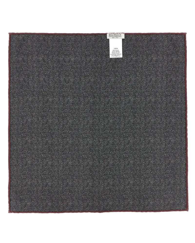 Brunello Cucinelli Men's Gray Silk Pocket Square Accessory Gray