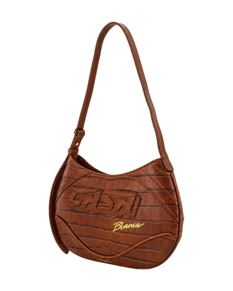 Casablanca Paris Calfskin Leather Shoulder Bag — Brown Brown