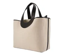 Cotton Canvas Shopper Tote Bag — Beige