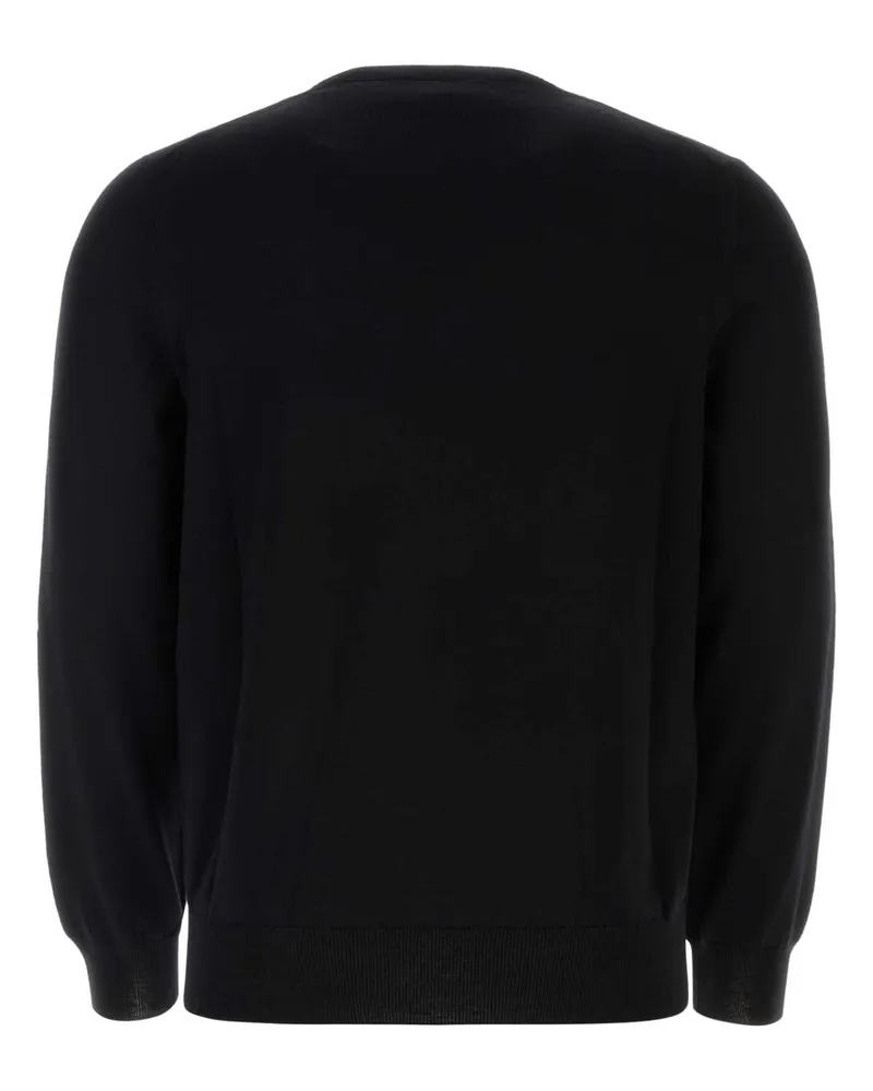 Alexander McQueen Men's Black Wool Sweater Blacksilver Exterior: Maglieria Black