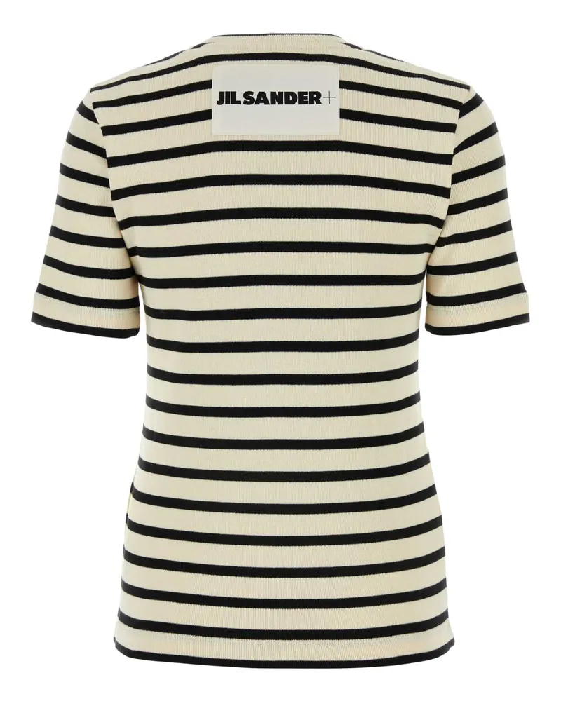 Jil Sander Women Embroidered Cotton T-Shirt 080 Cotone Beige