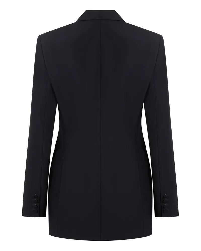 Blumarine Women's Wool Blazer Black Rose Embroidery Virgin Blazers Jacket Black