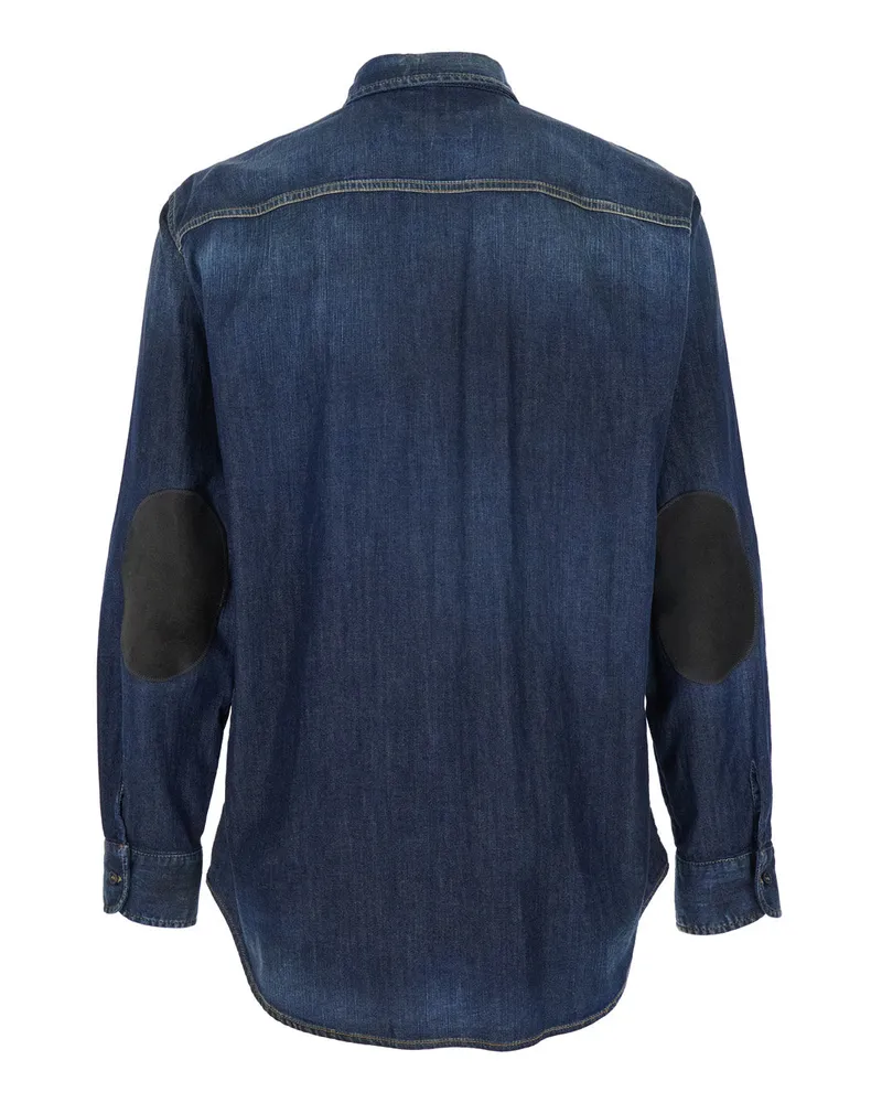 Dsquared2 Men's Blue Denim Shirt With Elbow Patches Cotton Blue