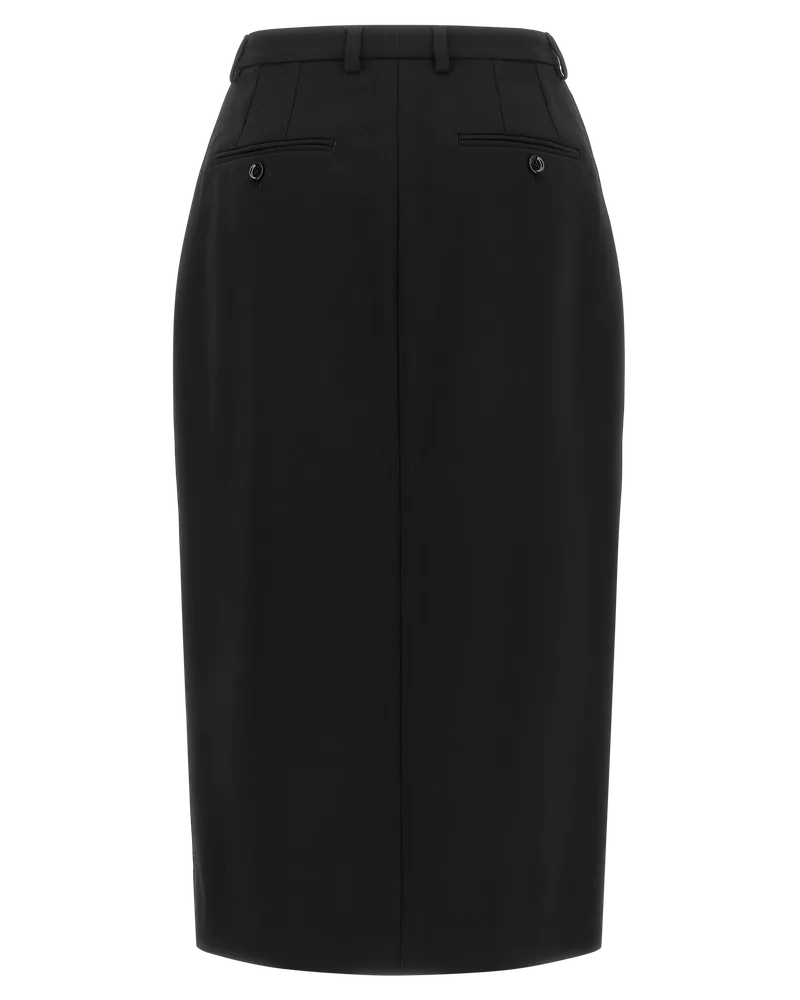 Dolce & Gabbana Virgin Wool Midi Skirt — Black Black