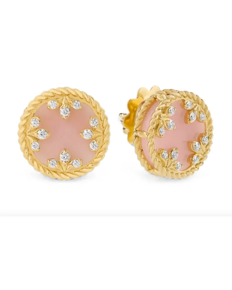 Roberto Coin Women's 18kt Yellow Gold Diamonds Earrings Ss26 W Pink