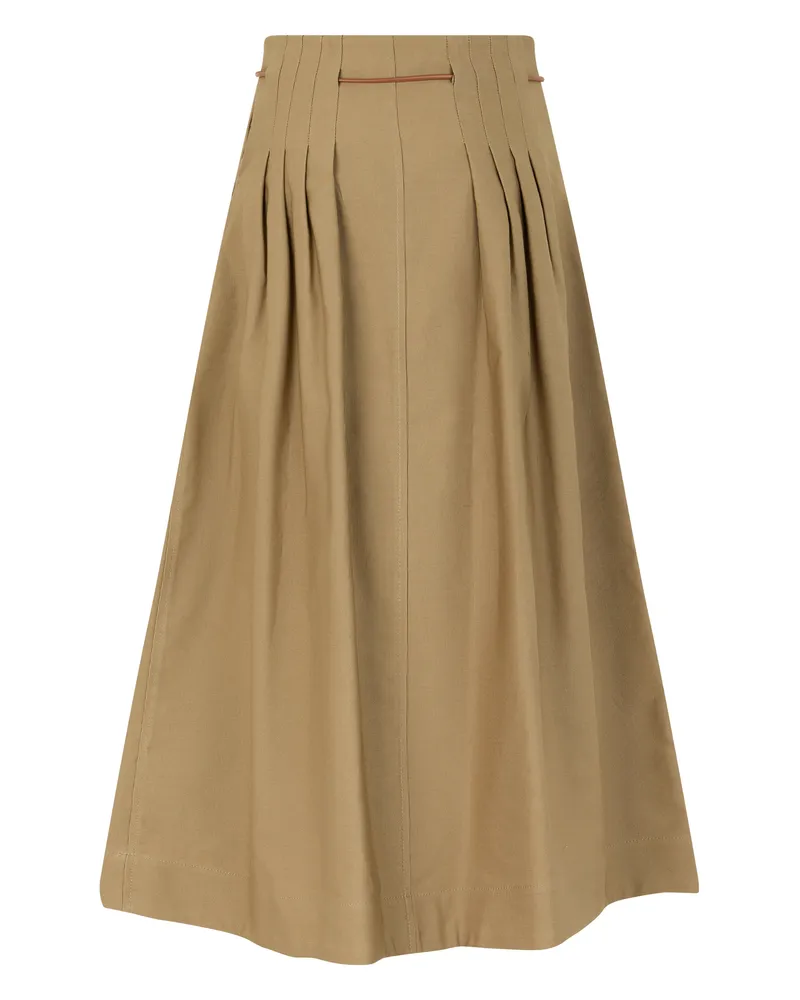Max Mara Women's Pleated Skirt Light Khaki Cotton 