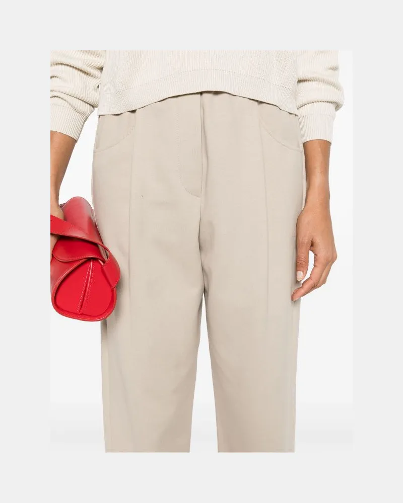 Brunello Cucinelli Women's Cropped Tapered Track Pants Aw24 W Beige