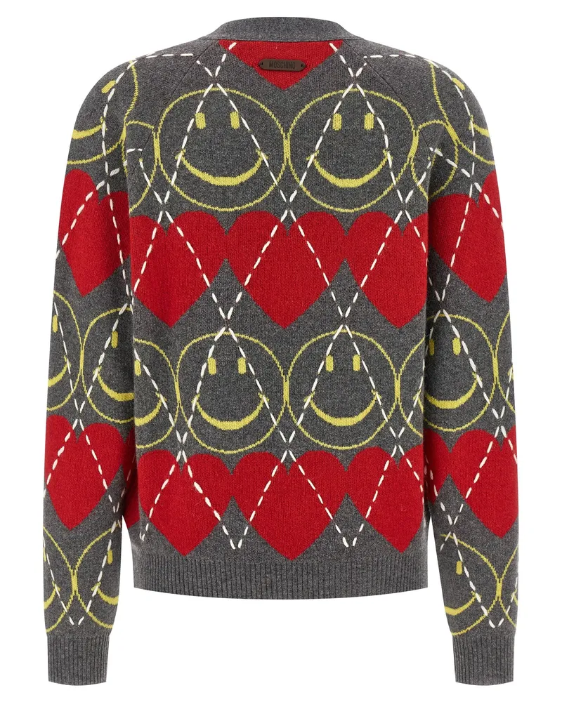 Moschino Women's Multicolor Wool Cardigan Clothing Gray