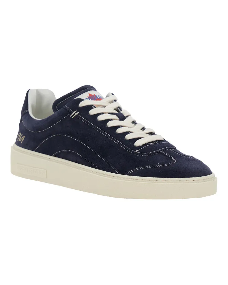 Dsquared2 Men's Low-Top Sneaker Blue Suede Calf Leather Trainers Blue