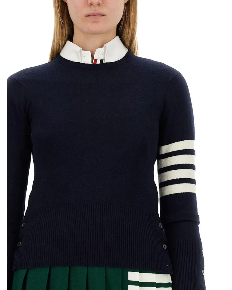 Thom Browne 4-Bar Cashmere Sweater — Blue Blue