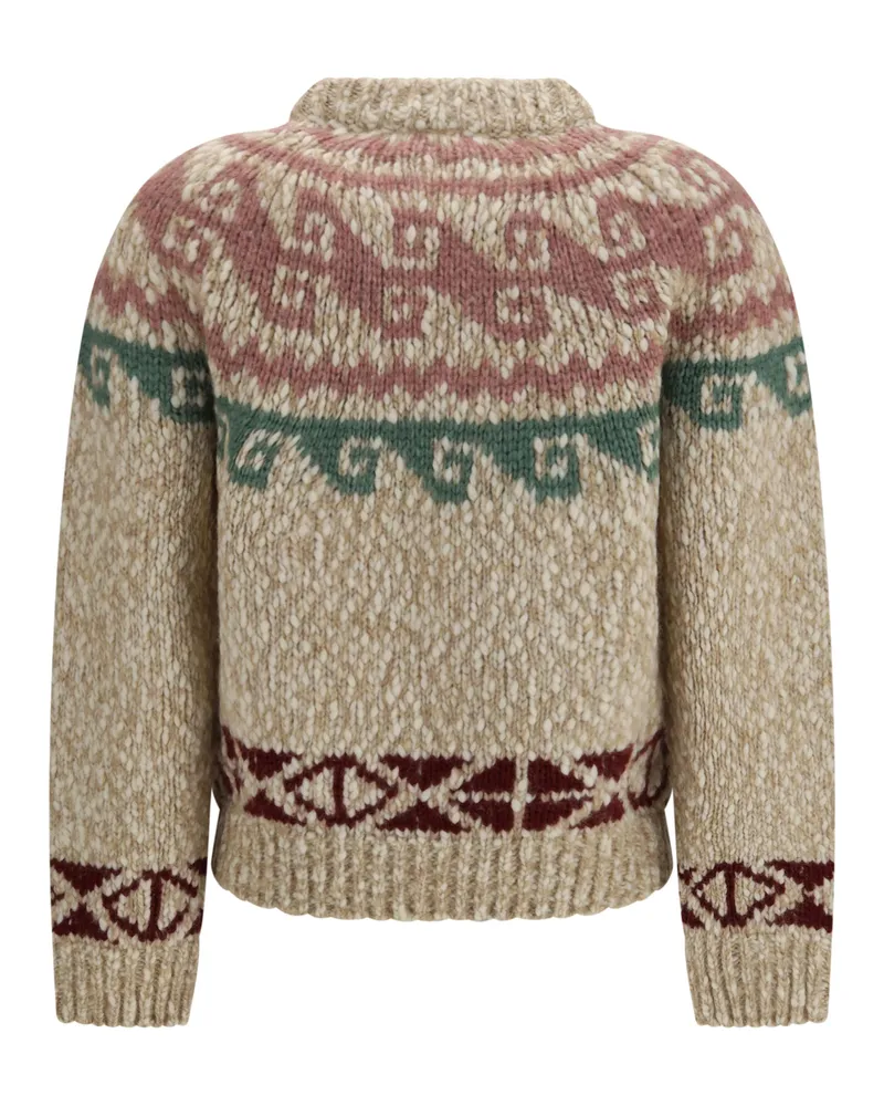 Moncler Geometric Jacquard Merino Wool Sweater — Beige Beige