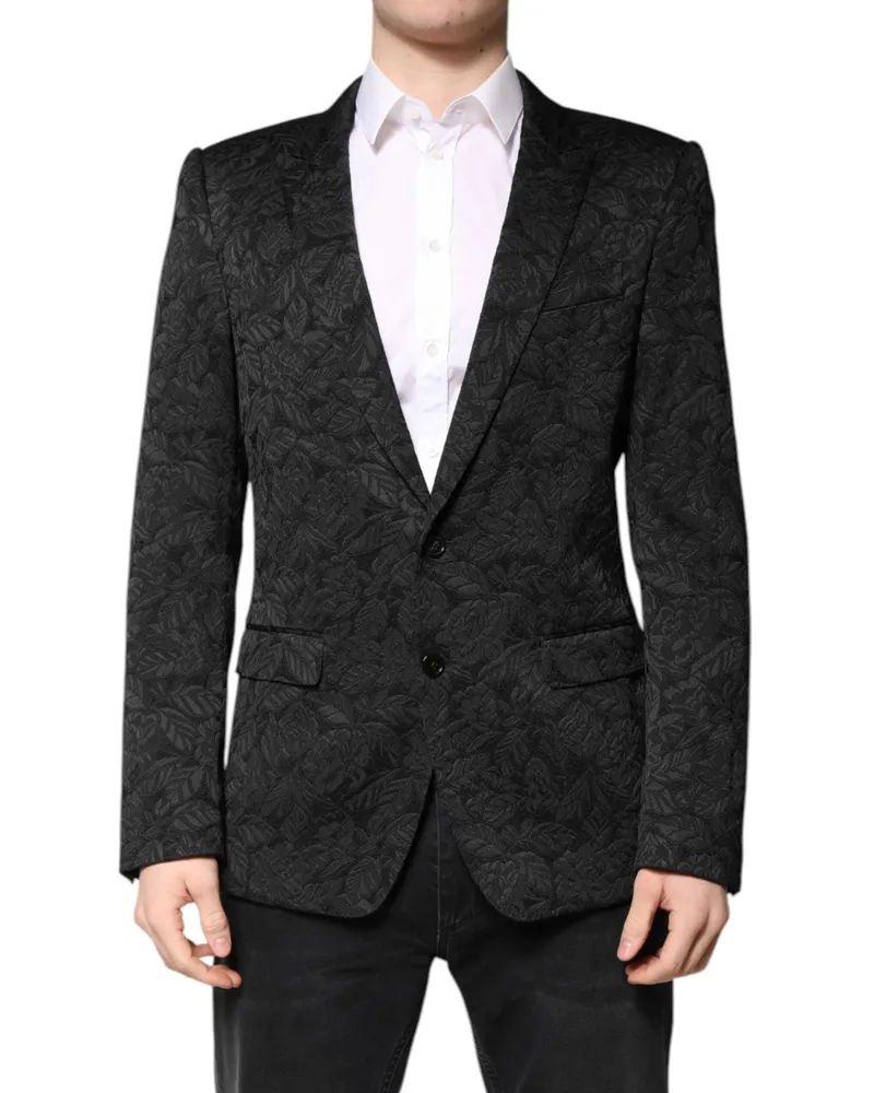 Dolce & Gabbana Men's Black Martini Brocade Single Breasted Blazer Clothing Black