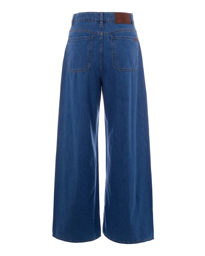 Max Mara Women's Jeans Wide Leg Blue Cotton Blue