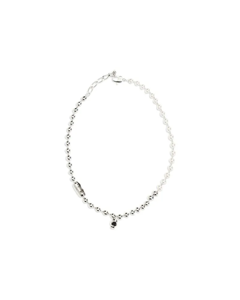 Alexander McQueen Men's White Brass Necklace Silver