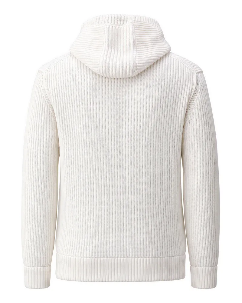 C.P. Company Wool Blend Knit Hooded Sweatshirt — White White