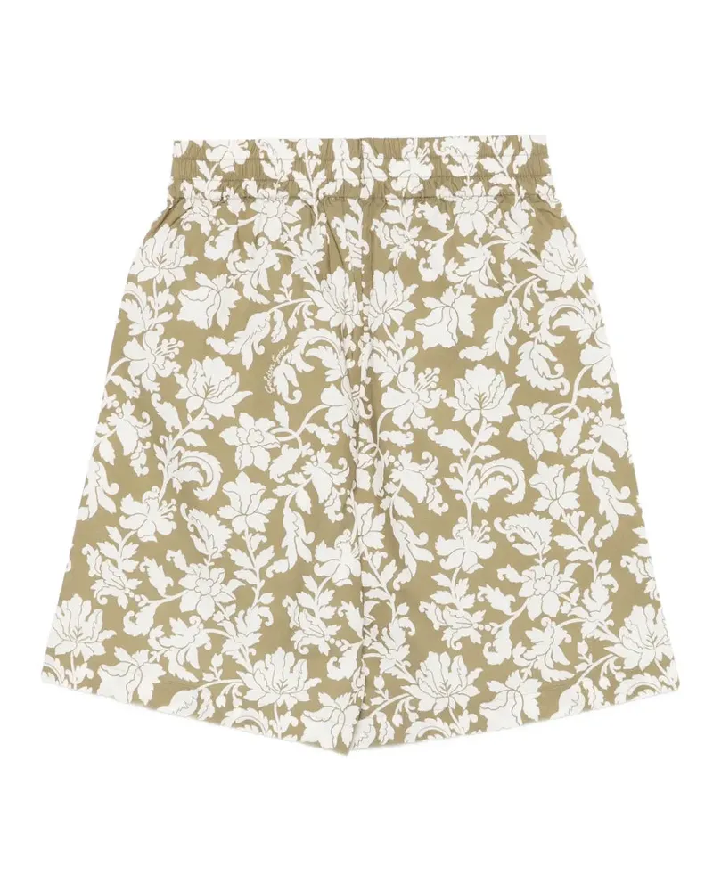 Golden Goose Kids' Floral-Print Elasticated-Waist Shorts Ss26 Ch Olive