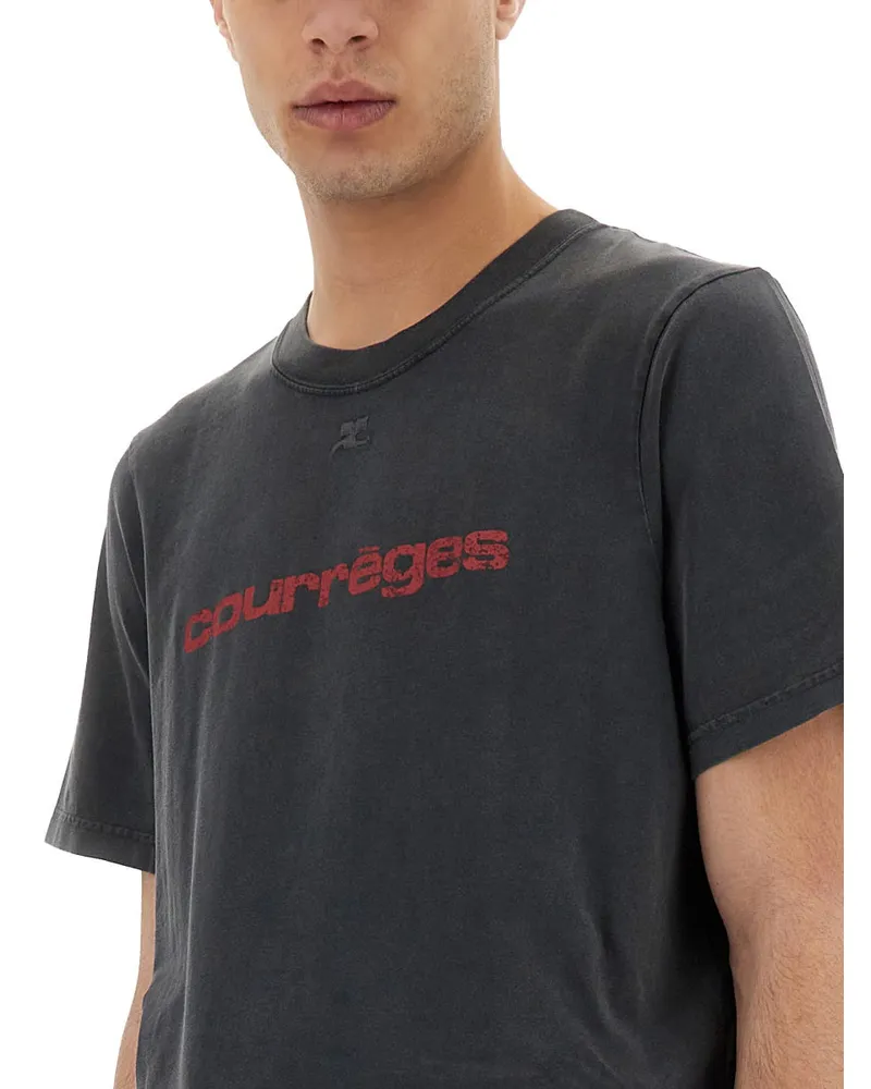 Courrèges Logo Print T-Shirt — Black Black