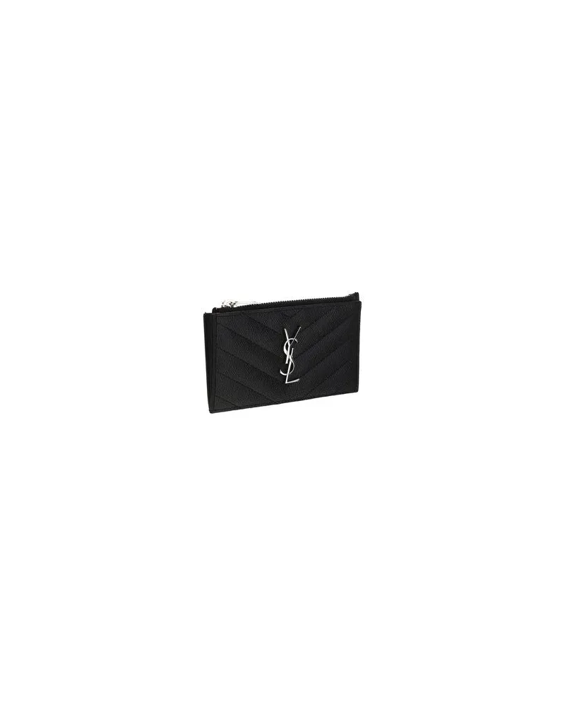 Saint Laurent Women's Black Calf Leather Bos Taurus Wallet Black