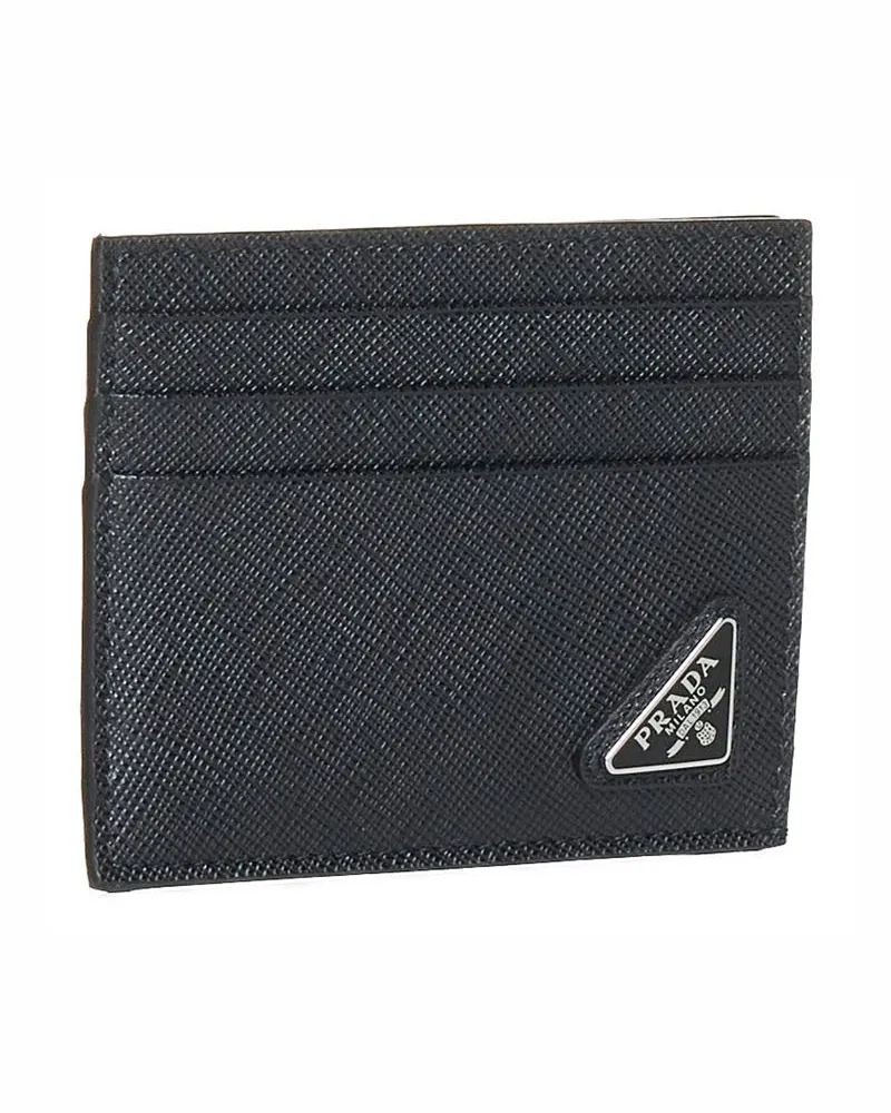 Prada Men's Card Holder Saffiano Polyamide Black Wallets & Cardholders Black