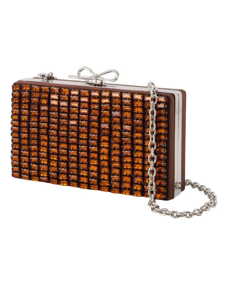 Self-Portrait Women's Chainmail Clutch - Self Portrait Synthetic Brown Bags Clutches Brown