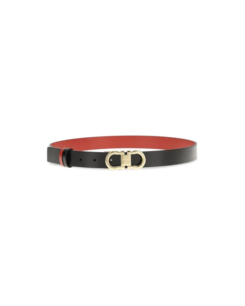 Ferragamo Women's Black Calf Leather Bos Taurus Regular Belt Black