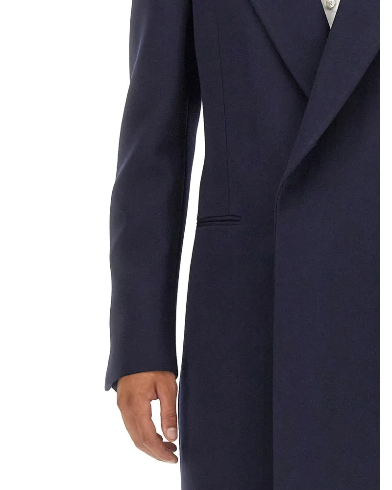 Alexander McQueen Double-Breasted Wool Coat — Blue Blue