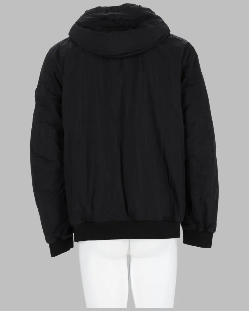 Stone Island Hooded Polyamide Bomber Jacket — Black Black