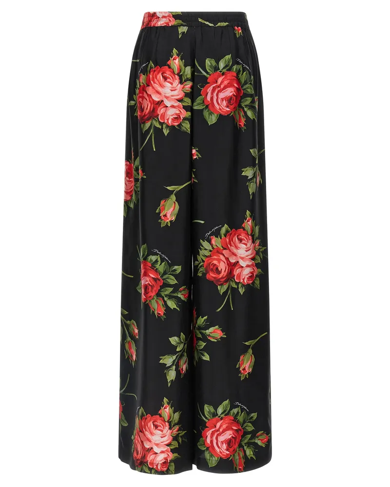 Dolce & Gabbana Bouquet Rose Trousers — Black Black