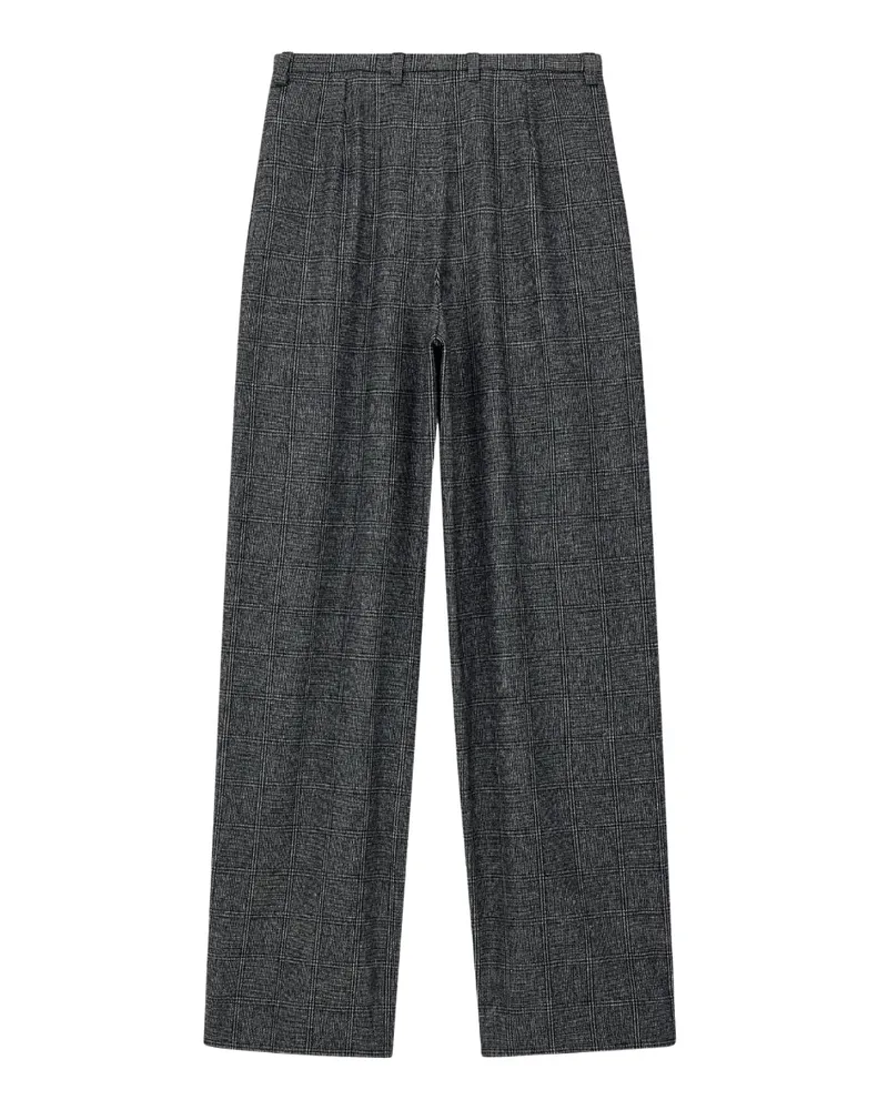 Emporio Armani Checked Wool Blend Trousers — Gray Gray