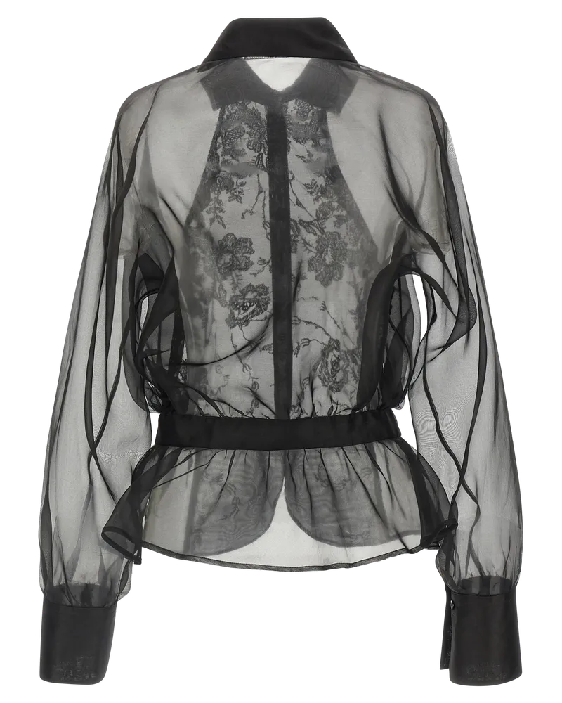 Ermanno Scervino Lace-Panelled Silk Blouse — Black Black