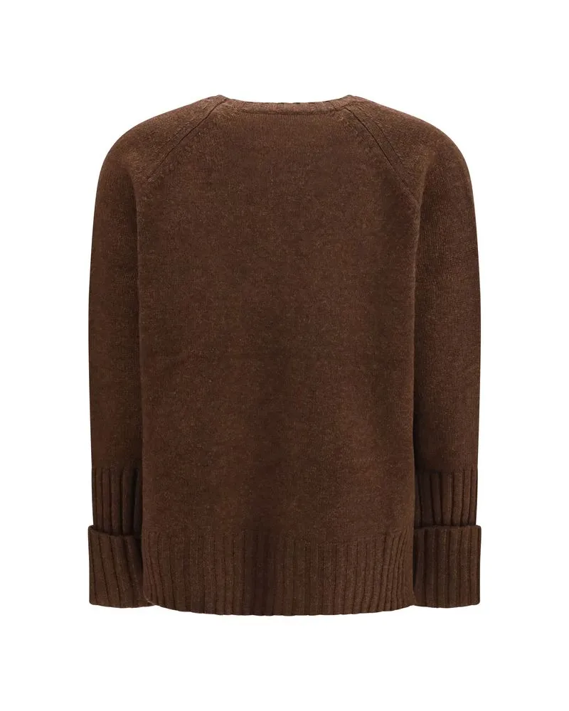 Tory Burch Women Brown Wool Oves Aries Sweatshirt Clothing Brown
