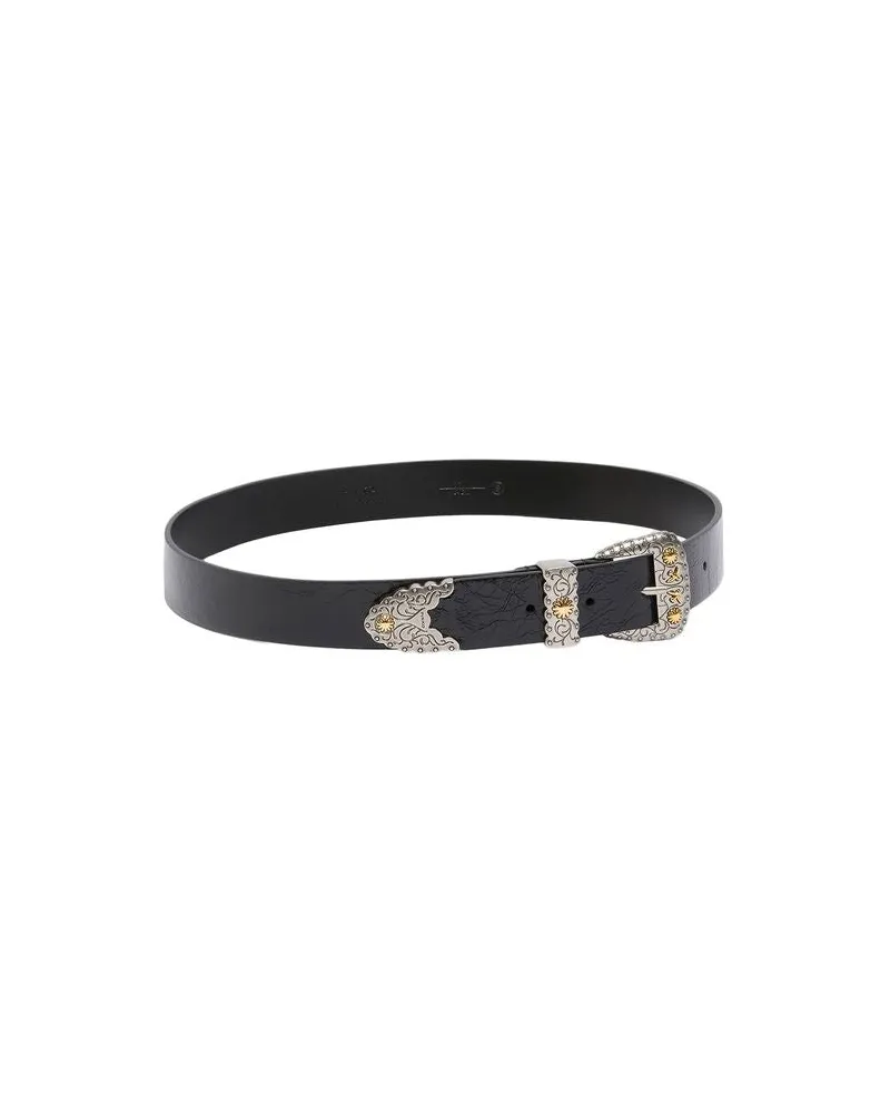 Pinko Metallic-Buckle Leather Belt — Black Black