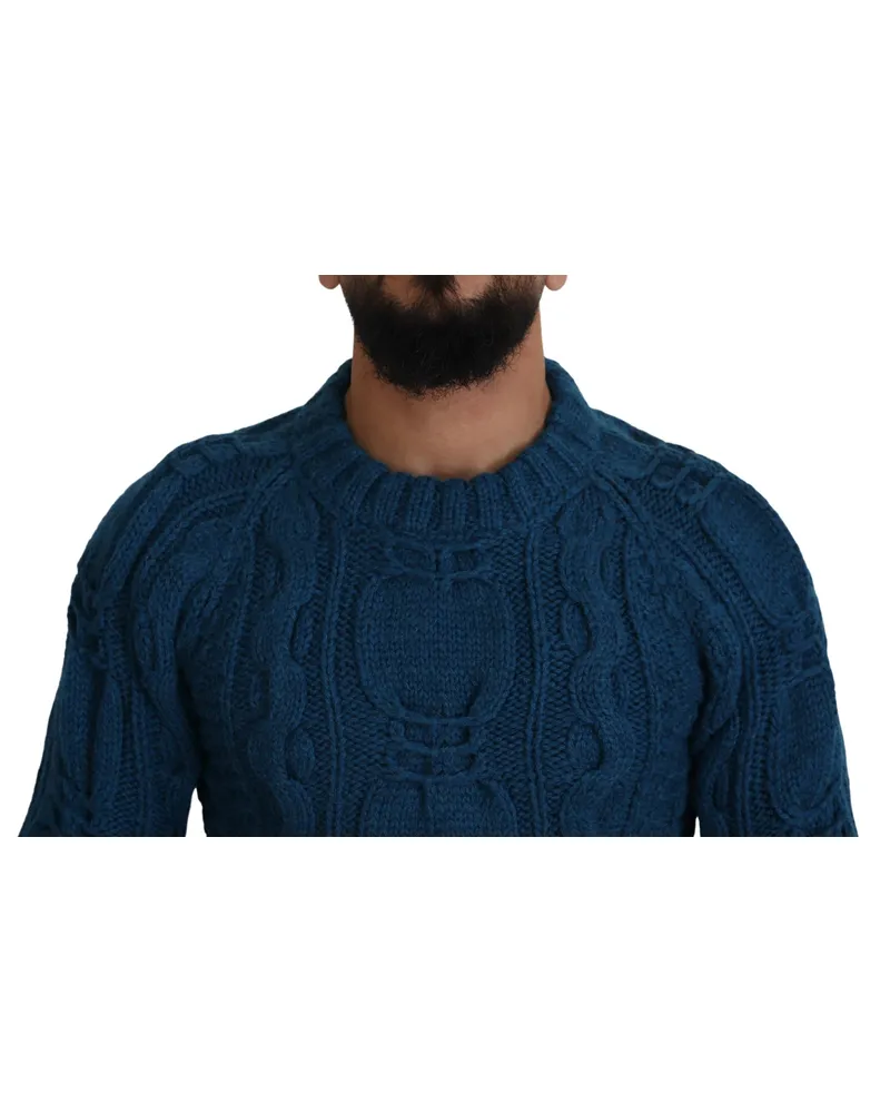 Dolce & Gabbana Cable-Knit Wool Alpaca Sweater — Blue Blue