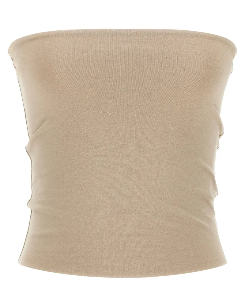 Brunello Cucinelli Embroidered Lace-Knit Sweater — Taupe Taupe