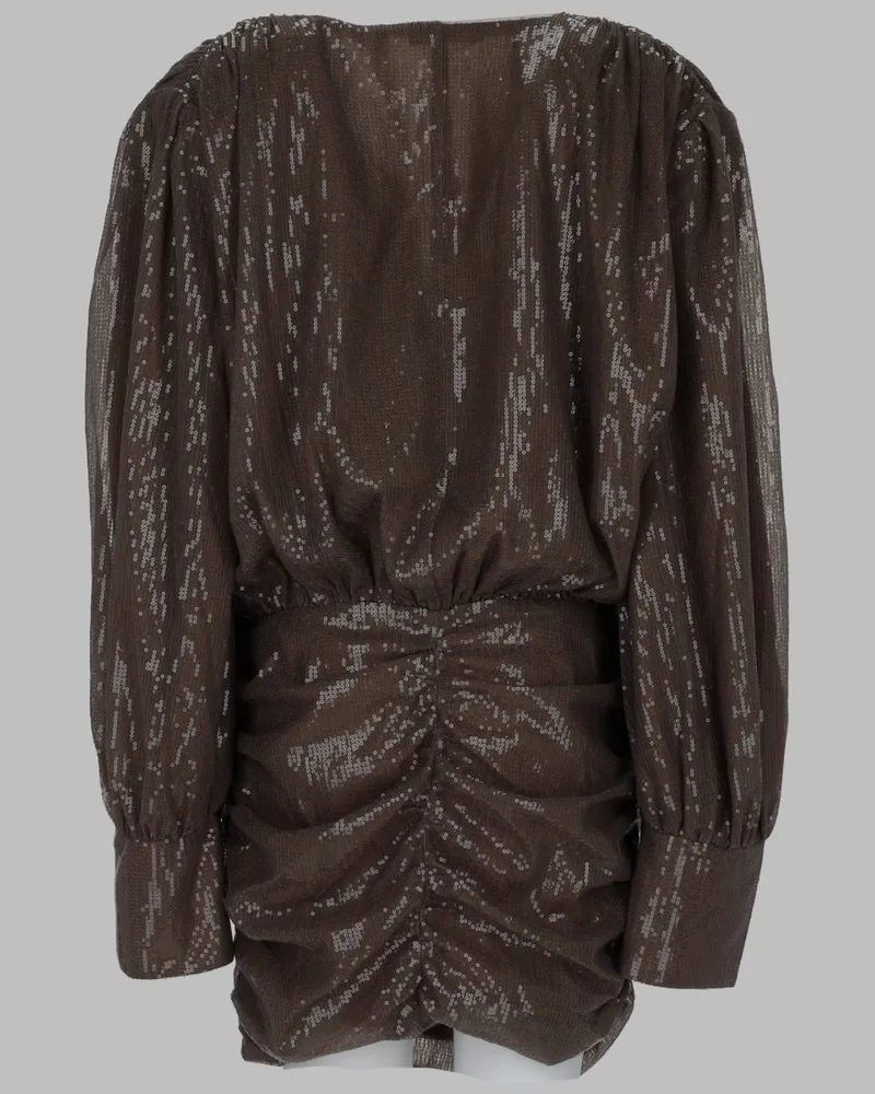 ROTATE Birger Christensen Sequined Mini Dress — Brown Brown