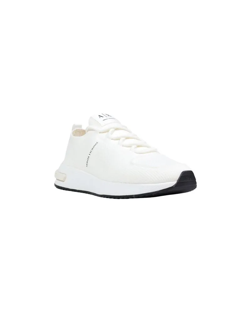 Armani Exchange Knitted Technical Fabric Sneakers — White White