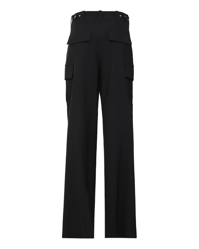 Bottega Veneta Women's Wool Cargo Trousers Blue Wide-Leg Blue