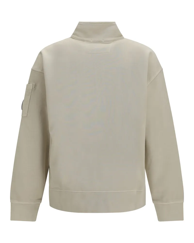 C.P. Company Cotton Fleece Diagonal Weave Sweatshirt — White 