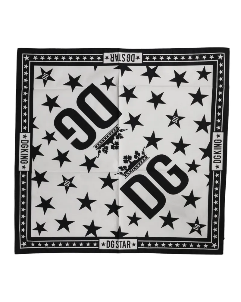 Dolce & Gabbana Men's White Dg Crown Print Square Foulard 52cm X 50.5cm Scarf White