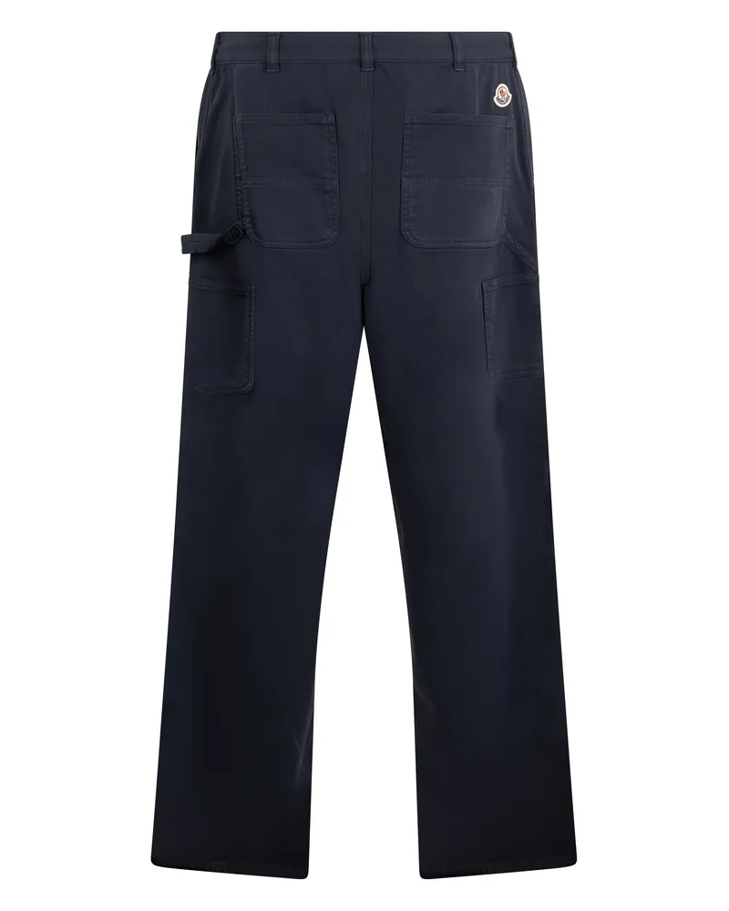 Moncler Men's Trousers Gabardine Cotton-Blend Blue Chinos Navy