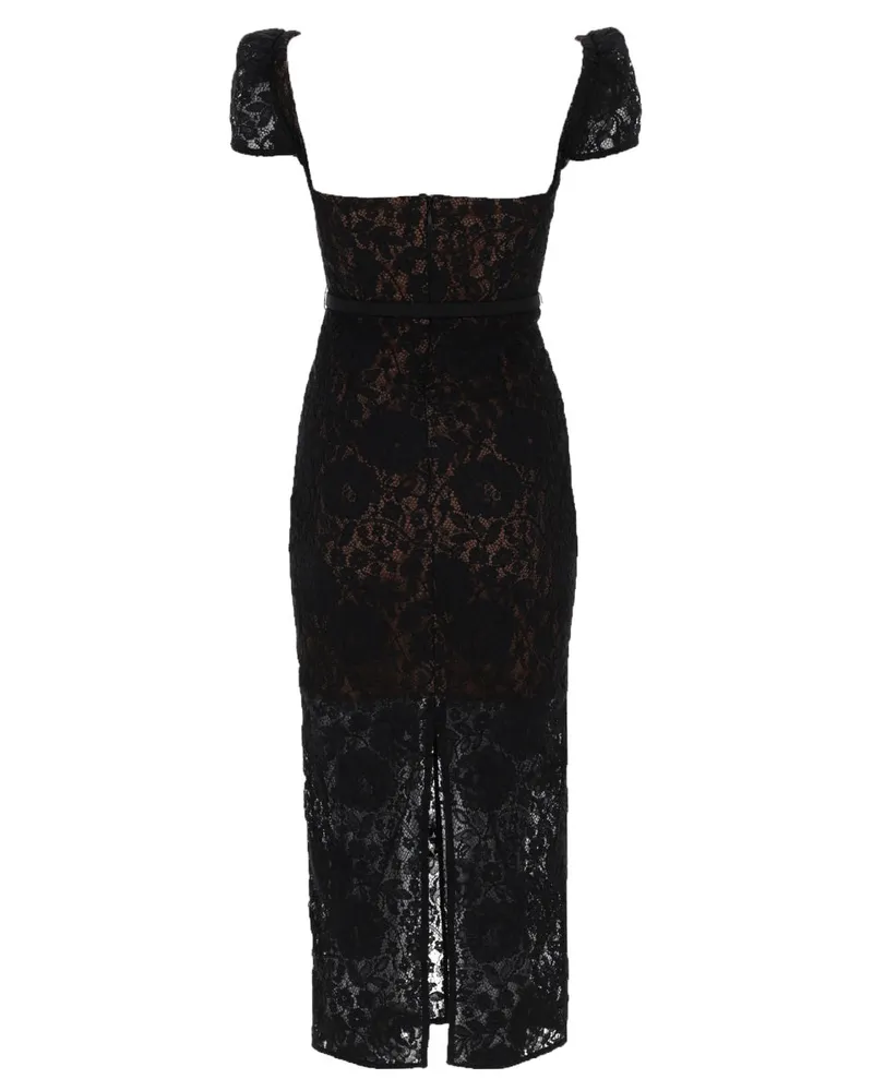 Self-Portrait Lace Midi Dress — Black Black